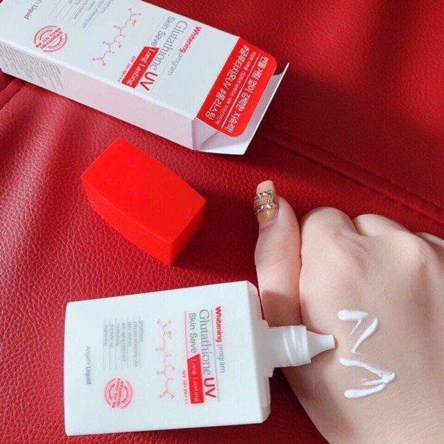Kem Chống Nắng Dưỡng Trắng Da Angel’s Liquid Whitening Program Glutathione UV Skin Save Long Lasting SPF50+ PA+++ 50ml