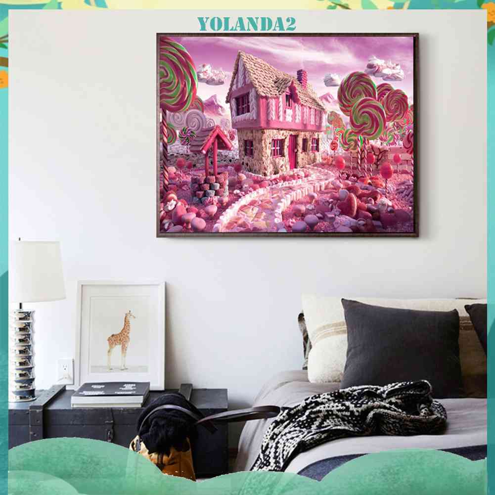 Tranh Đính Đá Kim Cương Toàn Bộ 5D DIY Hình Kẹo Hồng