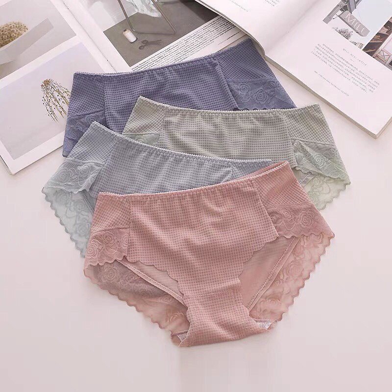 Quần Lót Nữ Thun Lạnh Trơn Su Phối Ren Sexy Mềm Mại PINK STORE QL2207