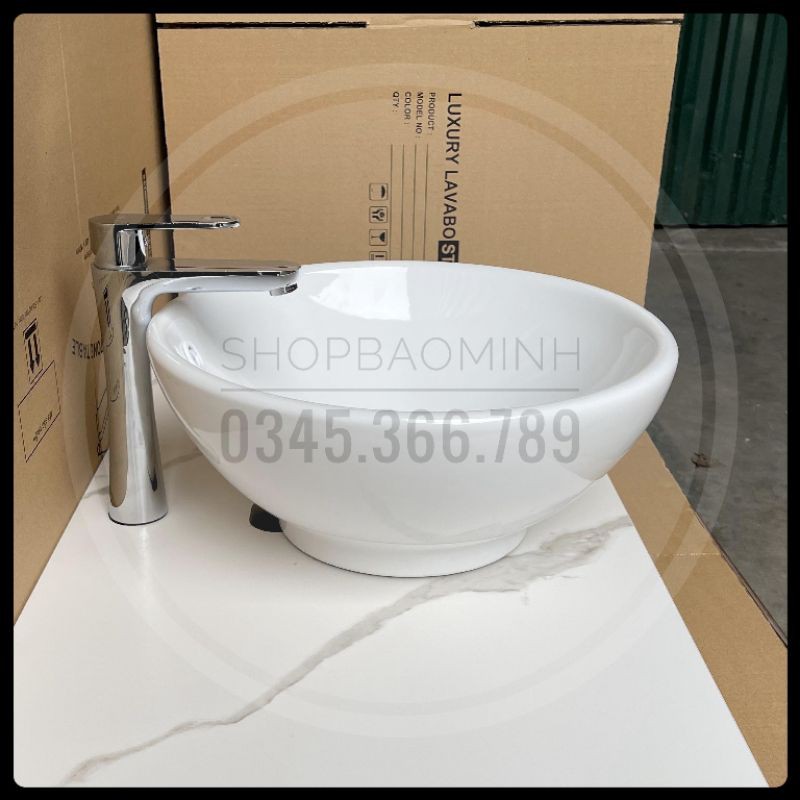 Chậu rửa mặt - Lavabo bát đặt bàn 2005 size lớn (KT 41x17cm)