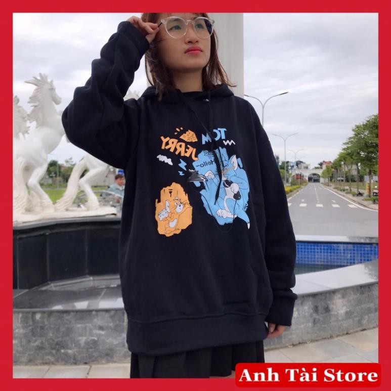 Áo nỉ hoodie nam nữ in hình mèo tom and jerly fom unisex oversize đến 67kg có nũ  phong cách Hàn Quốc AT 9112 | BigBuy360 - bigbuy360.vn