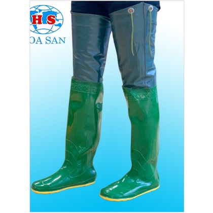 Ủng đùi, ủng dài lội nước 2 lớp Hoa San size 36-43 đế vàng cứng