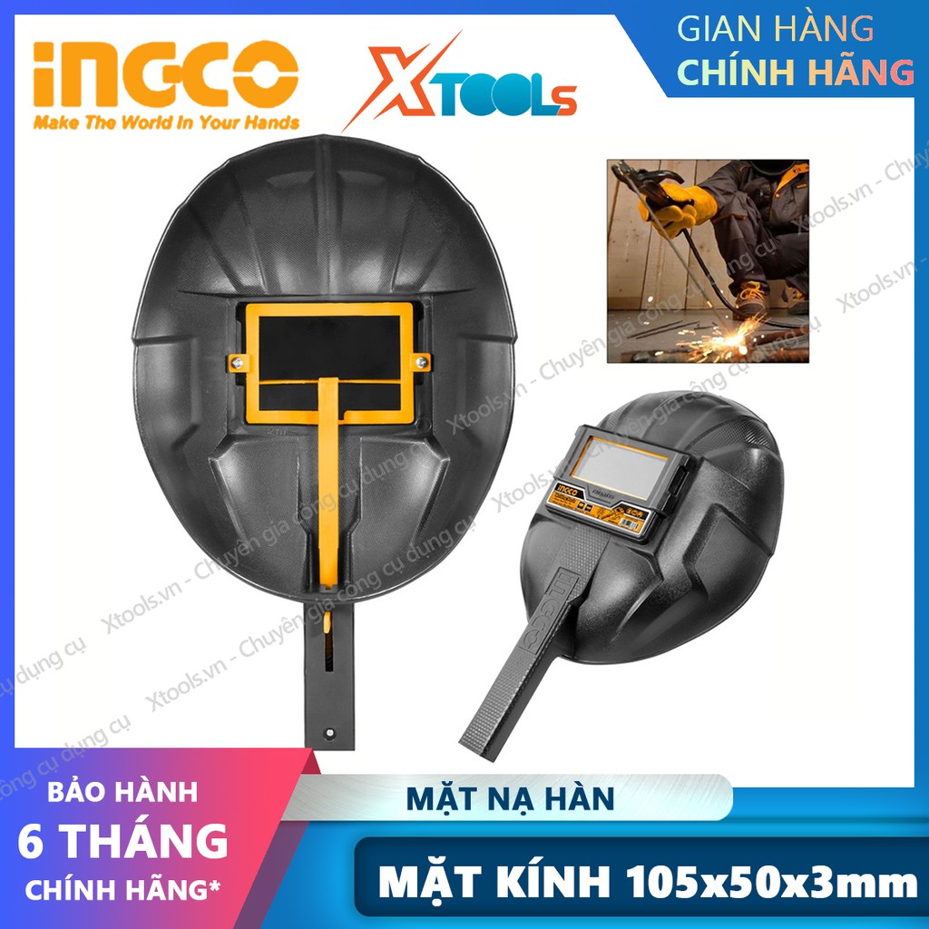 Mặt nạ hàn điện INGCO HHWM102 kính hàn xì chất liệu 100% PP bền chắc chịu nhiệt cao, mặt kính rộng 108x50x3mm