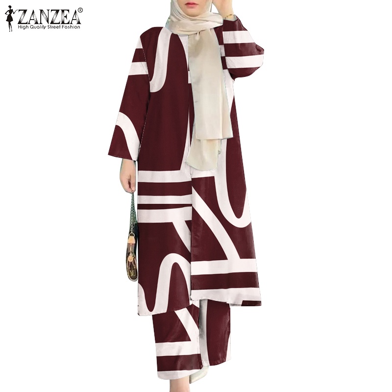 Zanzea Bộ Đồ Hồi Giáo Cổ Tròn In Họa Tiết Phong Cách Bohemian Thời Trang Cho Nữ