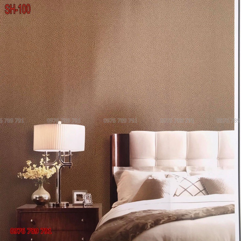 Giấy Dán Tường Giả Da Phòng Ngủ Đẹp, Lụa Không Keo, Khổ 10m x 53 cm, Màu Trắng, Vàng, Đen