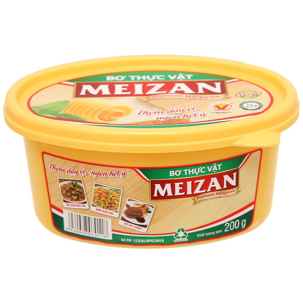 Bơ thực vật Meizan 200gr/800gr dùng với bánh mì, làm bánh, chiên xào, thích hợp với người ăn chay
