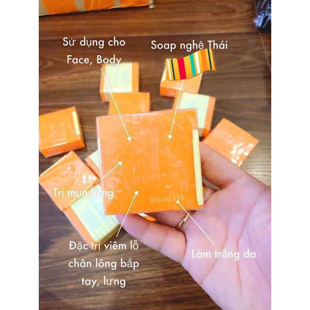 Xà phòng cam nghệ FREESHIP Xà phòng cam nghệ Thái Lan trắng da, giảm mụn