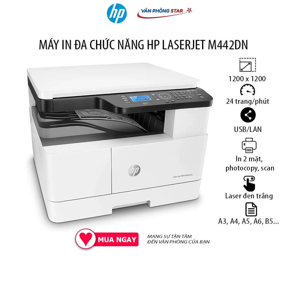 [FREESHIP] Máy in đa chức năng HP Laserjet 442DN copy, in, scan, tốc độ 24 trang/phút chính hãng tại VANPHONGSTAR