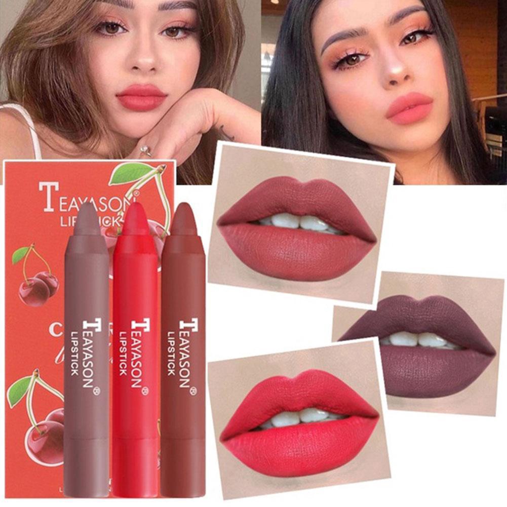 [Hàng mới về] Set 3/12 son môi Teayason R5M5 W8Q0 màu nude nhung mịn chống thấm nước không phai