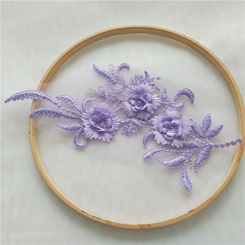 Miếng Vải Ren Thêu Hoa Ba Chiều Nhiều Màu Dùng May Quần Áo diy