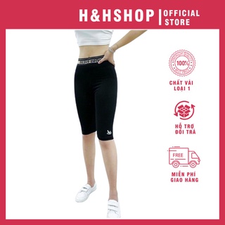 Quần legging nữ, quần legging ngố đùi lửng cạp chun in hình, quần tâp gym chất umi hàn - H&HShop