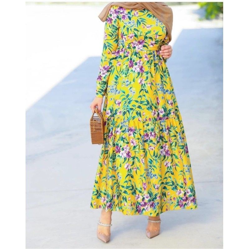 Đầm Maxi Nhập Khẩu / dres maxy Hoa Vàng Cao Cấp bangkok bkk