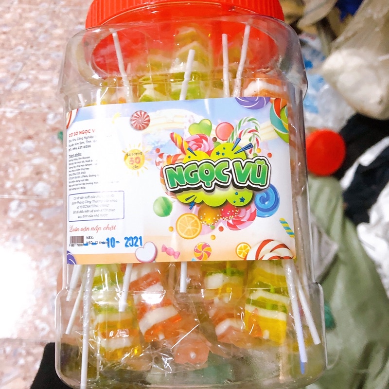 Kẹo dẻo que hình múi cam Ngọc Vũ(50 chiếc)