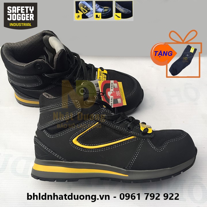 Giày bảo hộ lao động nam Safety Jogger Speedy S3 HRO SRC chịu nhiệt siêu bền, giầy lao động cao cổ kiểu dáng thể thao