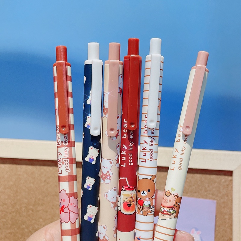 Bộ 6 Cây Bút Bi Mực Đen Ngòi 0.5 Hình Viên Đạn Kiểu Hàn Quốc Dễ Thương Cho Học Sinh