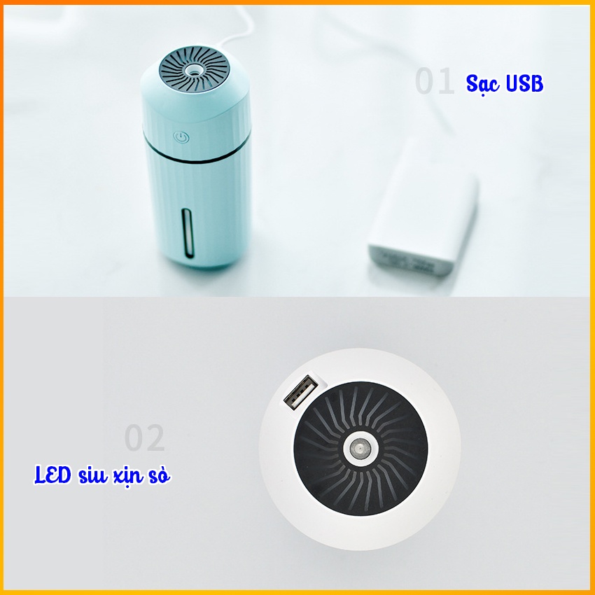 Máy tạo ẩm mini phun sương xông tinh dầu -  tạo độ ẩm ô tô  - MIAN MART