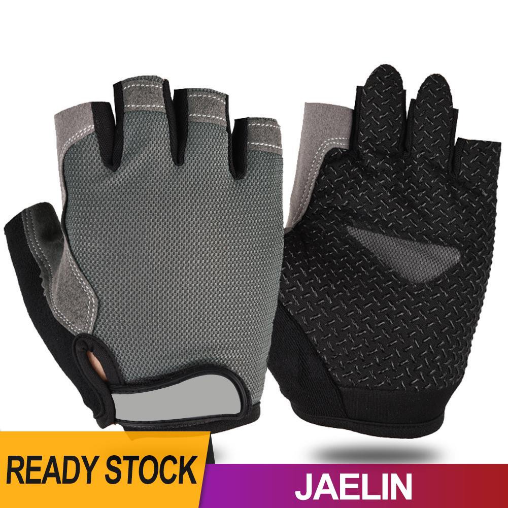 Găng tay thể thao hở nửa ngón phối lưới thoáng khí chống trượt cho nam nữ