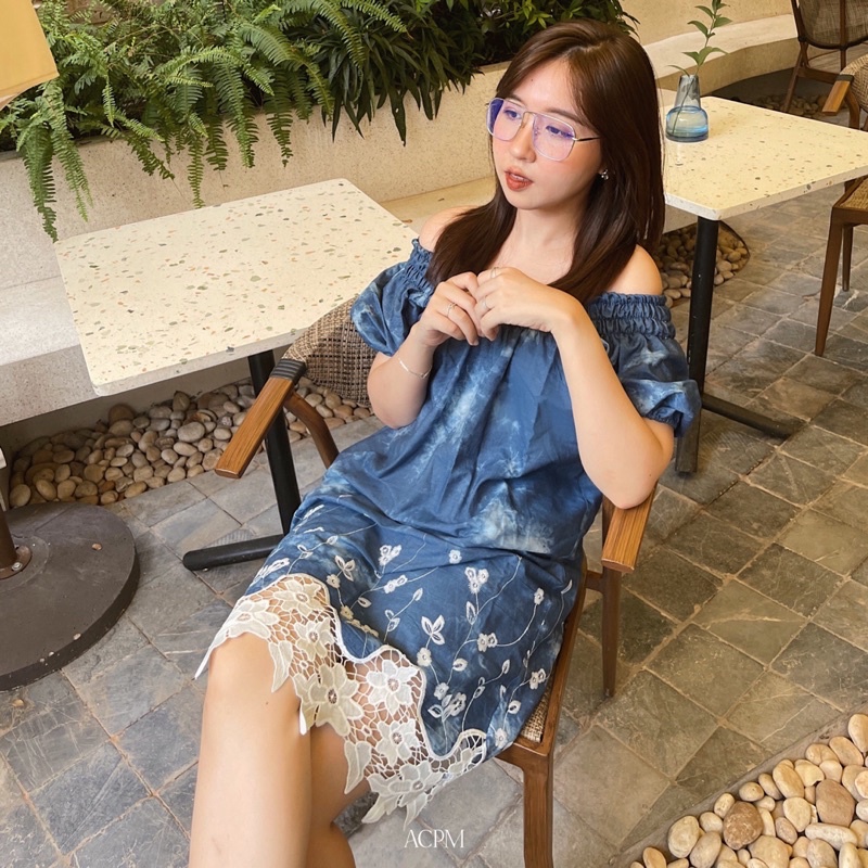 Lilie dress / Váy tay phồng phối ren