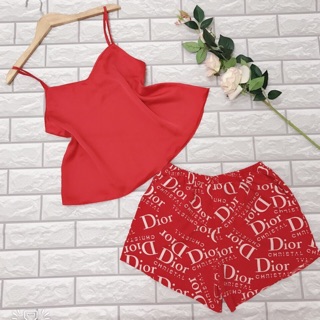Bộ Đùi Lụa Dior 💞 Đồ Ngủ 2 Dây Sọt Lụa Dior [ ảnh và clip hình thật ]