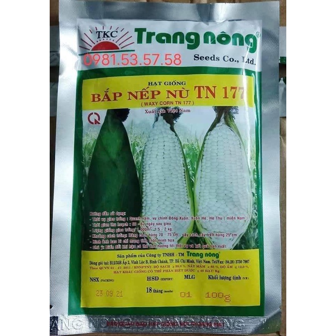 Hạt giống bắp nếp nù sữa Trang Nông gói 100gr, hạt giống rau củ quả dễ trồng