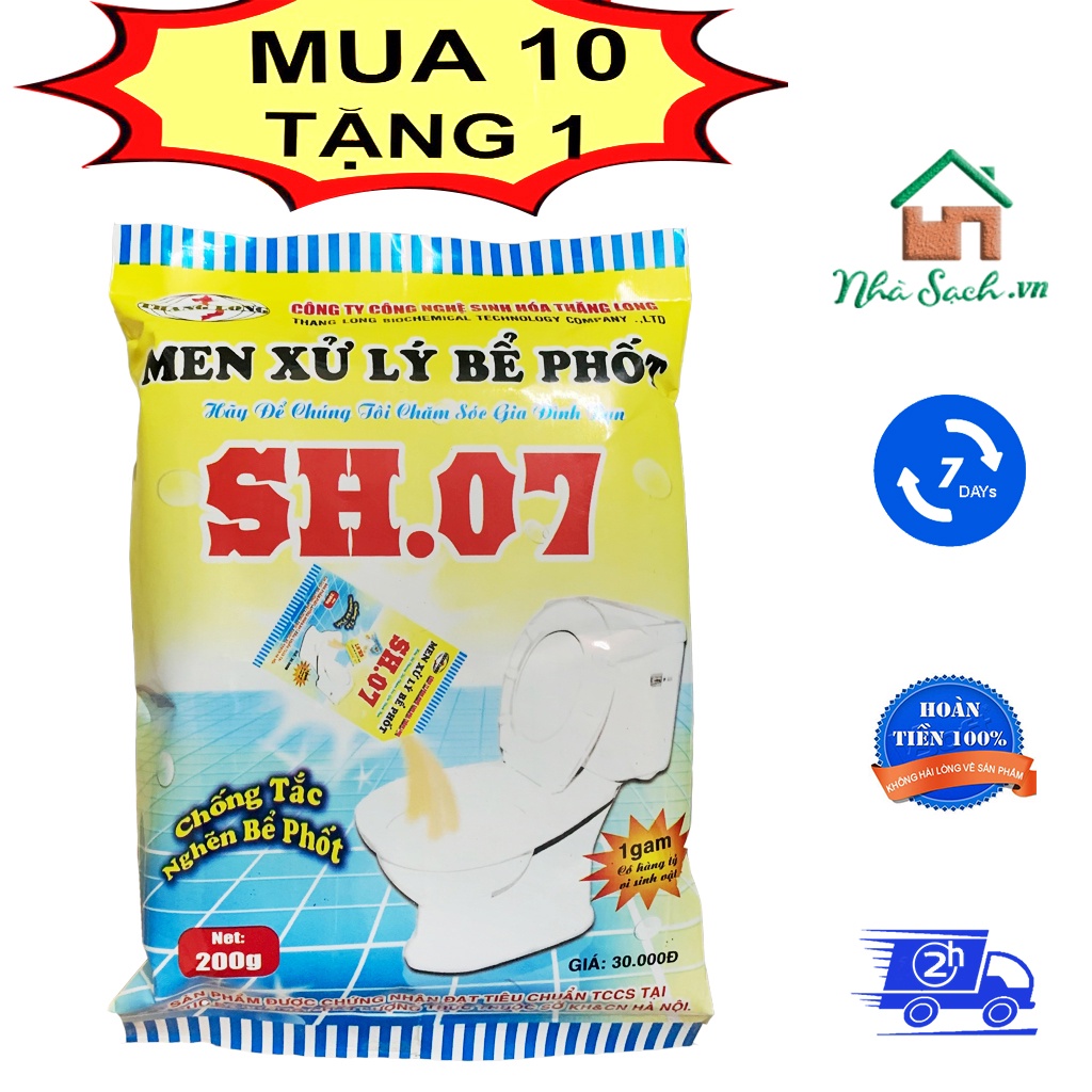 Bột thông cống, men sử lý bể phốt, SH07, chất, tẩy, rửa, khử mùi bồn cầu, bồn tắm