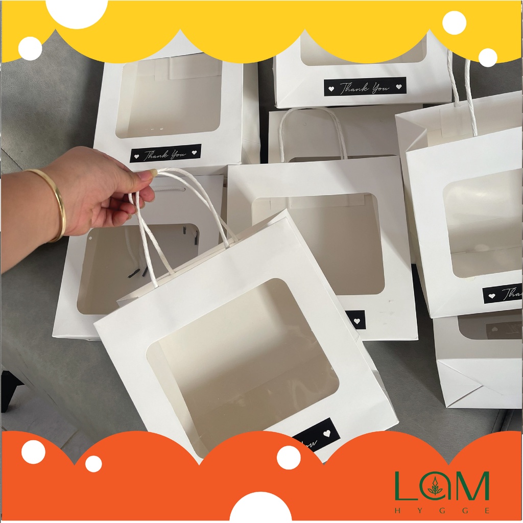 TÚI GIẤY MẶT KÍNH MIKA ĐỰNG HOA, QUÀ TẶNG SIÊU XINH SIZE 18X20X8CM