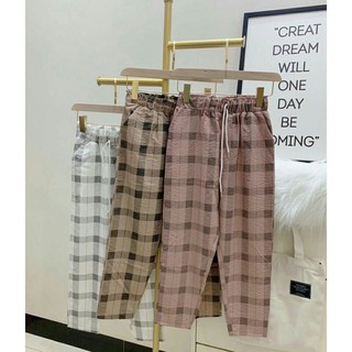 Quần Baggy Nam Nữ Kẻ Caro  Ống côn - 4basic