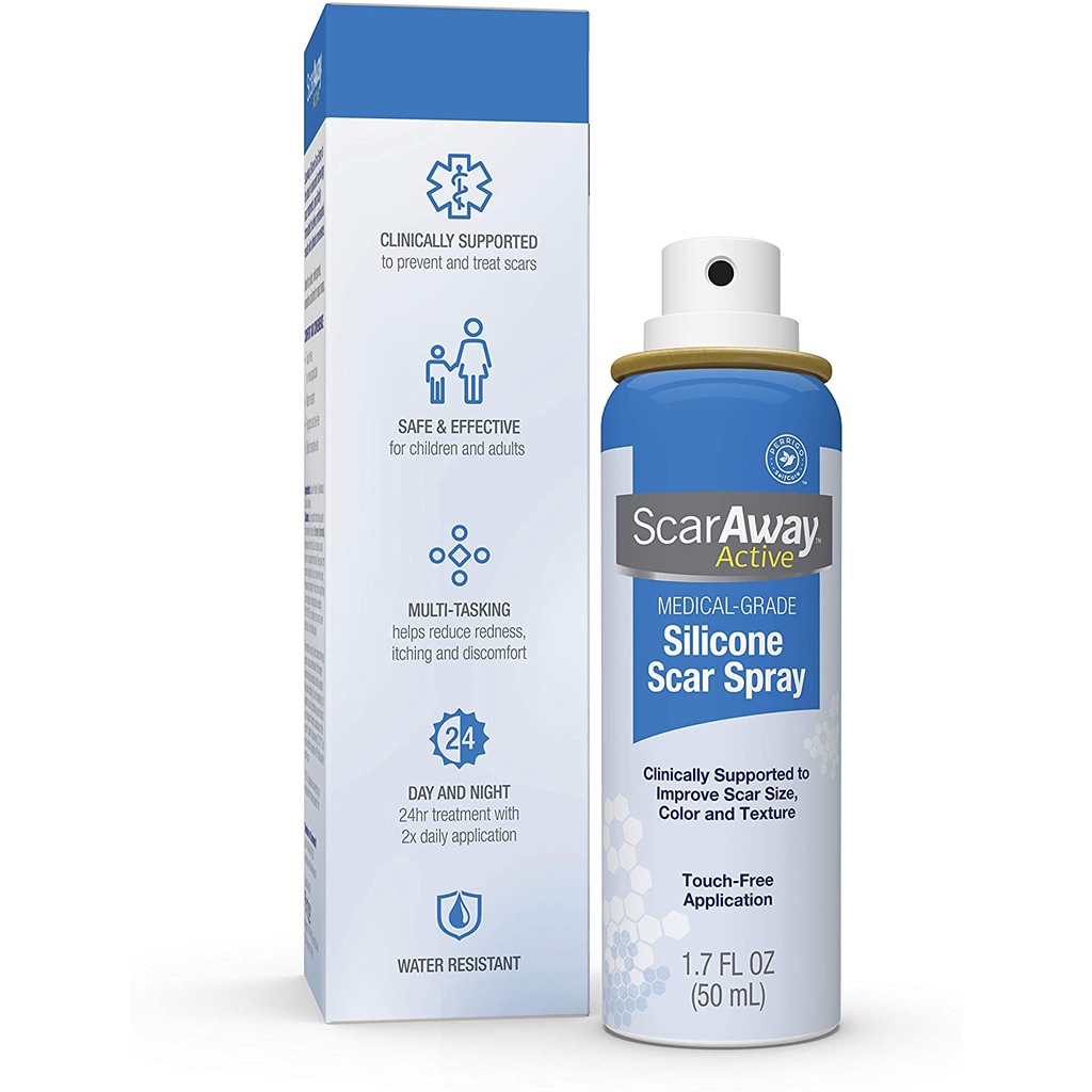 Xịt dưỡng sẹo, hỗ trợ cải thiện sẹo SCARAWAY SILICONE SCAR SPRAY - CHÍNH HÃNG USA