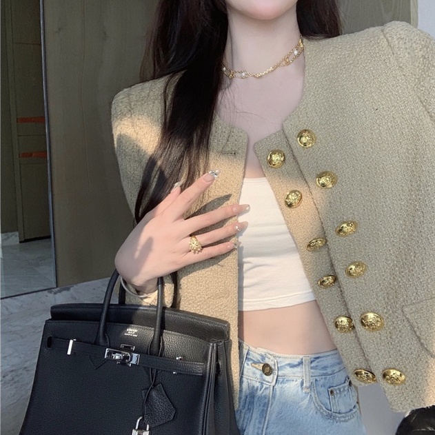 Áo dạ tweed YIMI 2 hàng cúc thời trang hottrend