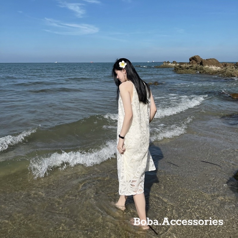 Đầm Váy Trắng Maxi Dây Hai Lớp Cao Cấp free size mẹ bầu big size