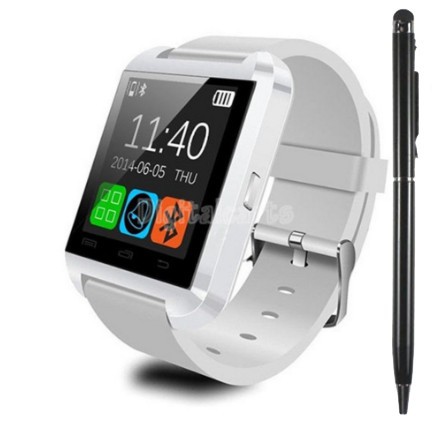  đồng hồ bluetooth U8 trắng kết nối thông minh với điện thoại smartphone tặng bút cảm ứng  Q9 in 1