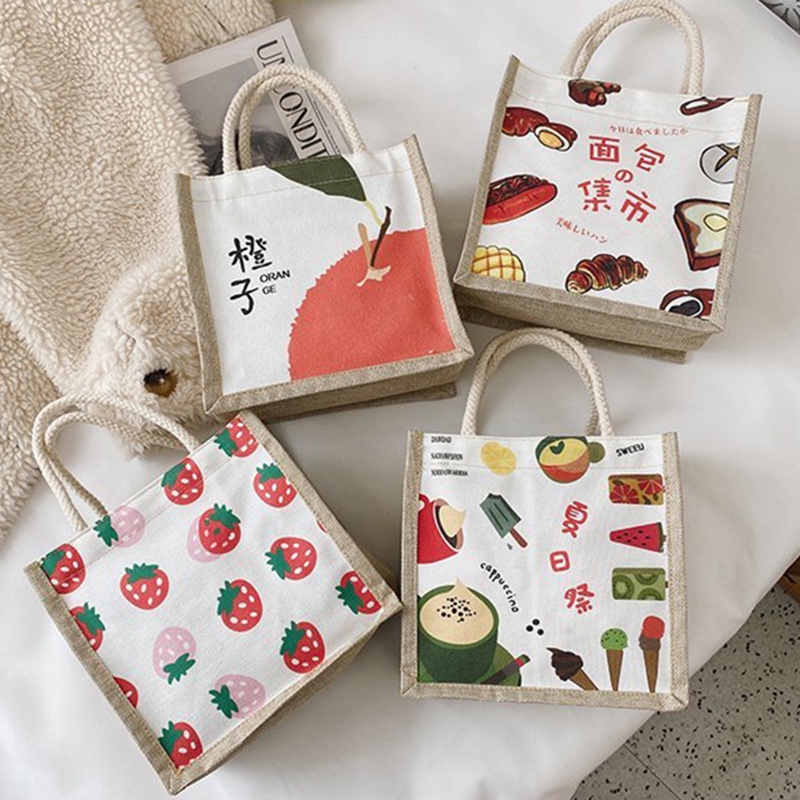 Túi xách tay IELGY vải canvas phong cách Nhật Bản xinh xắn thời trang dành cho nữ