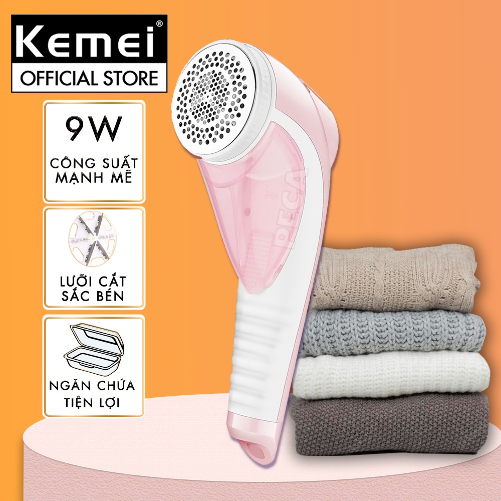 Máy cắt lông xù quần áo không dây Kemei KM-1905 không dây công suất 9W mạnh mẽ cắt lông xù vải nệm - Hàng chính hãng