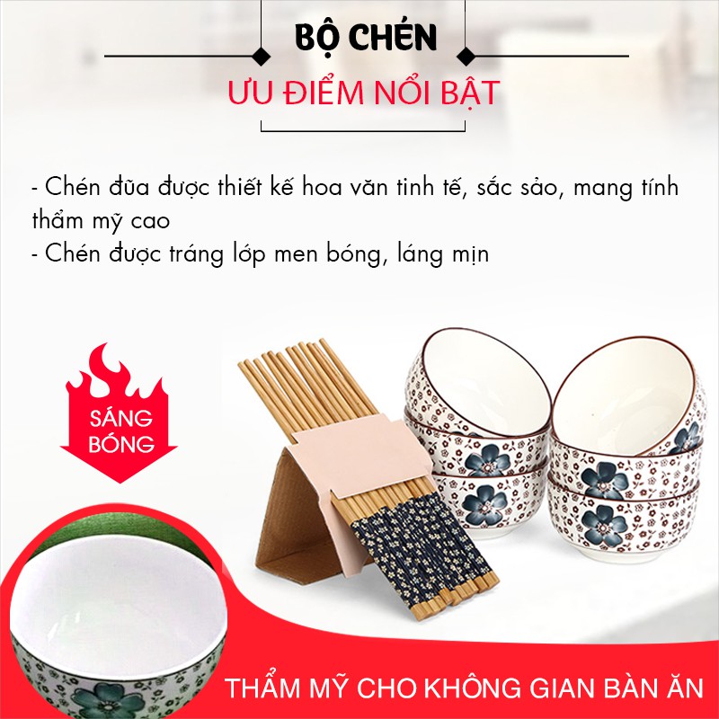 Bộ chén đũa hoa văn Nhật (Màu ngẫu nhiên) | BigBuy360 - bigbuy360.vn