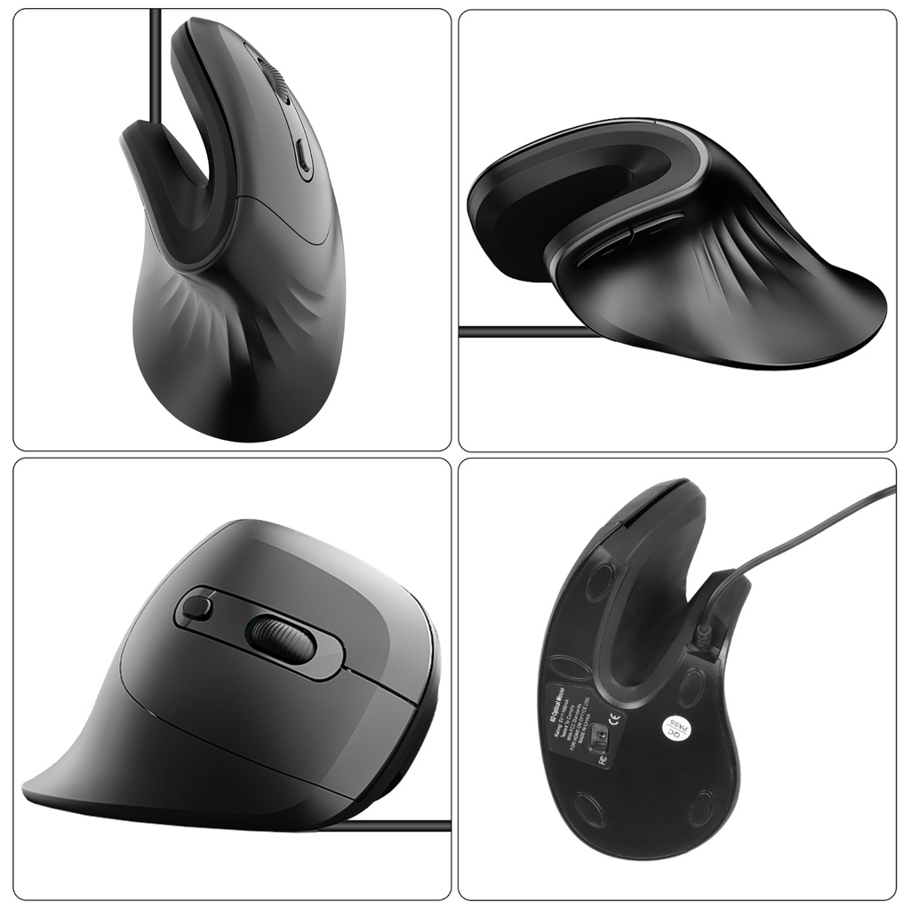 JSY-11 Wired Vertical Mouse Ergonomic Mouse DPI Adjustable 800-1200-2400-3200 For School Office Stationery PC Laptop
