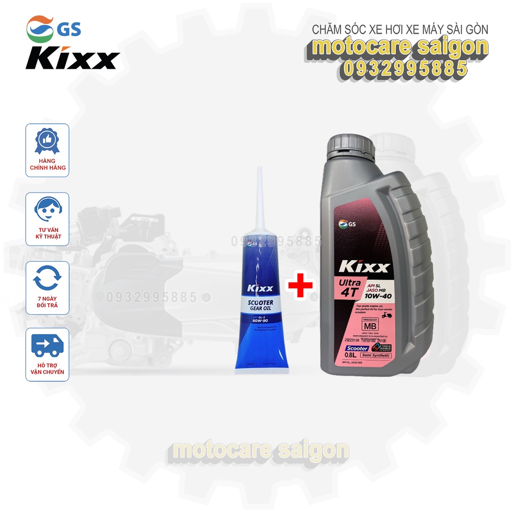 Combo Nhớt xe tay ga Kixx scooter API SL 10W40 800ml và nhớt lap