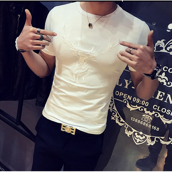 Áo Thun Nam Cổ Tròn 🚀FREESHIP🚀 Áo Phông Nam Tay Ngắn Cổ Tròn Cao Cấp In Hình Hươu . Mã NA530 | BigBuy360 - bigbuy360.vn