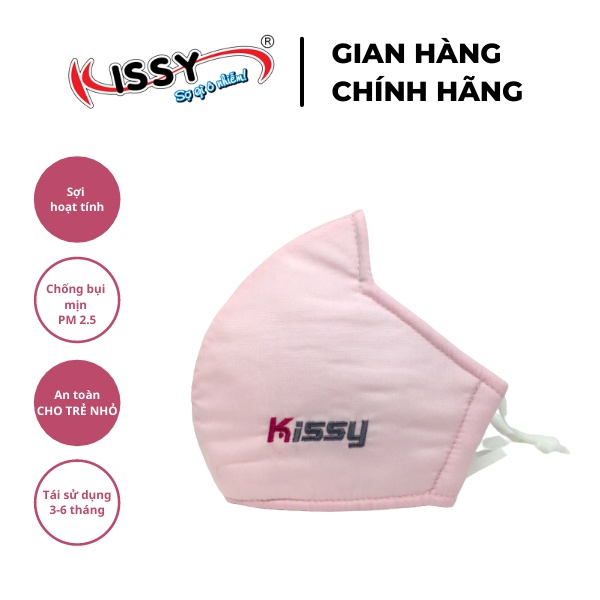 Khẩu Trang Vải 3 Lớp Kissy Người Lớn Màu Hồng Trơn Chống Nắng Và Chống Bụi Mịn Hiệu Quả