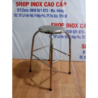 Ghế Inox Tròn Cao 60cm Cao Cấp  Mặt Nhám - Mã: GN6022N