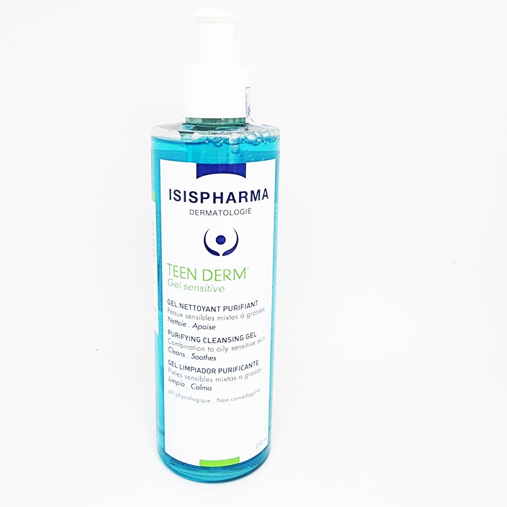 Gel rửa mặt giảm nhờn ngừa mụn cho da nhạy cảm ISIS Pharma Teen Derm Gel Sensitive  100ml/250ml