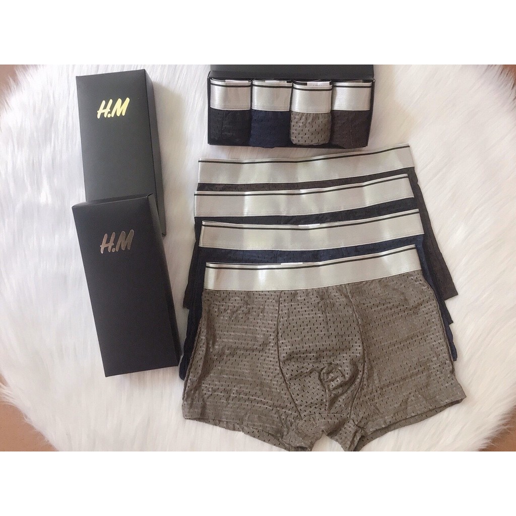 Quần lót nam Thông Hơi nhật bản, quần boxer nam Lưới HM (Hộp 4 Chiếc)