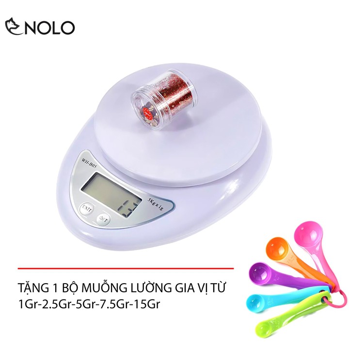 Cân Nhà Bếp Điện Tử Màn Hình LCD 5KG 1GR Model CDTB052 Tặng Kèm Bộ Muỗng Lường Gia Vị 5 Mức