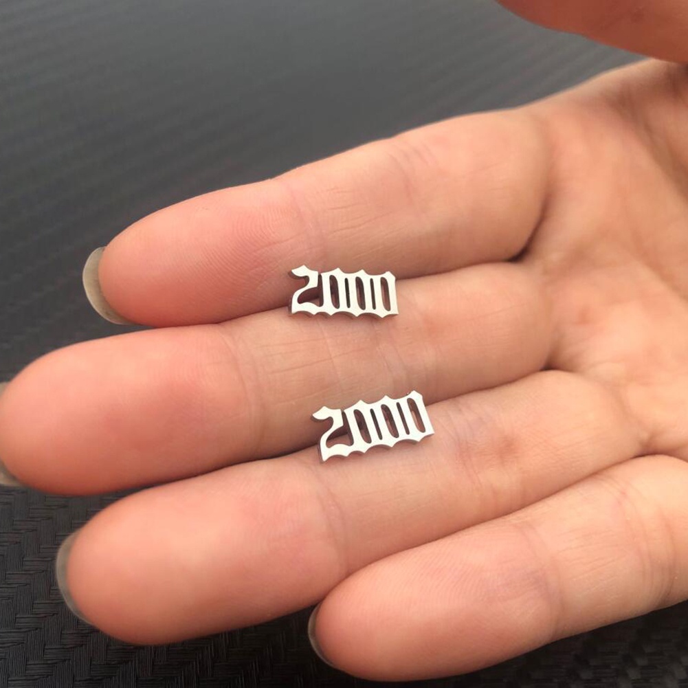 Khuyên tai kiểu dáng số bằng thép không gỉ chất lượng cao