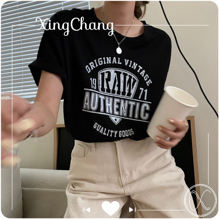 Áo phông nữ tay lỡ mùa hè dáng rộng chất mát đẹp phong cách cá tính in ROW mã LXC112