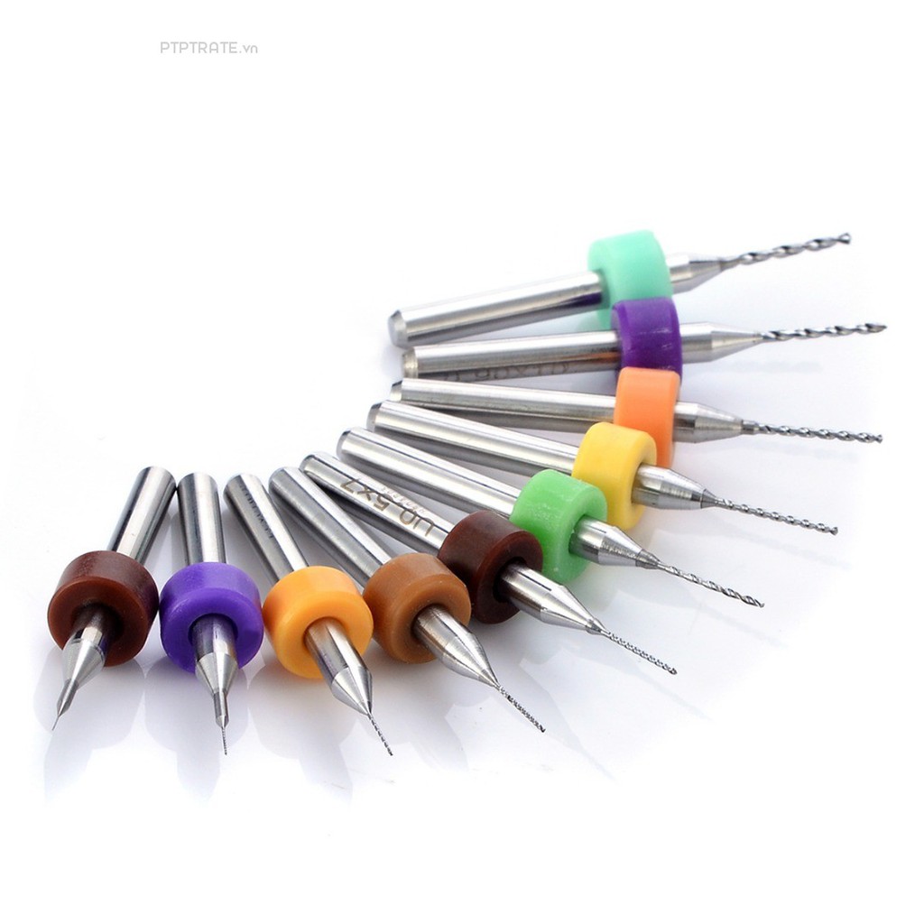 PTPTRATE ★10pcs PCB Carbide Micro Twist Drill Bits Set Jewelry Rotary Tool 0.1mm-1.0mm