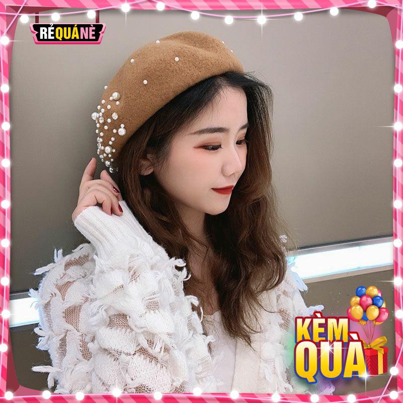 Mũ Nồi Chất Len Beret Đính Hạt Lấp Lánh Style Nữ Tính Siêu Xinh