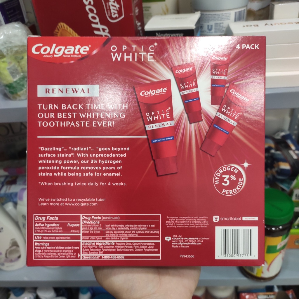 Kem đánh răng Colgate date 2025 Optic White  trắng sáng hiệu quả - EDS Hàng Mỹ