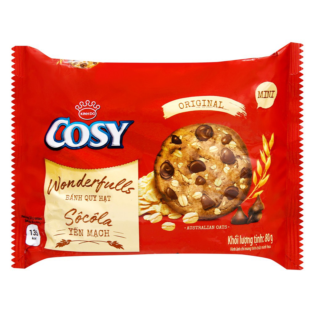 Bánh quy hạt socola yến mạch Cosy Original, gói 80g