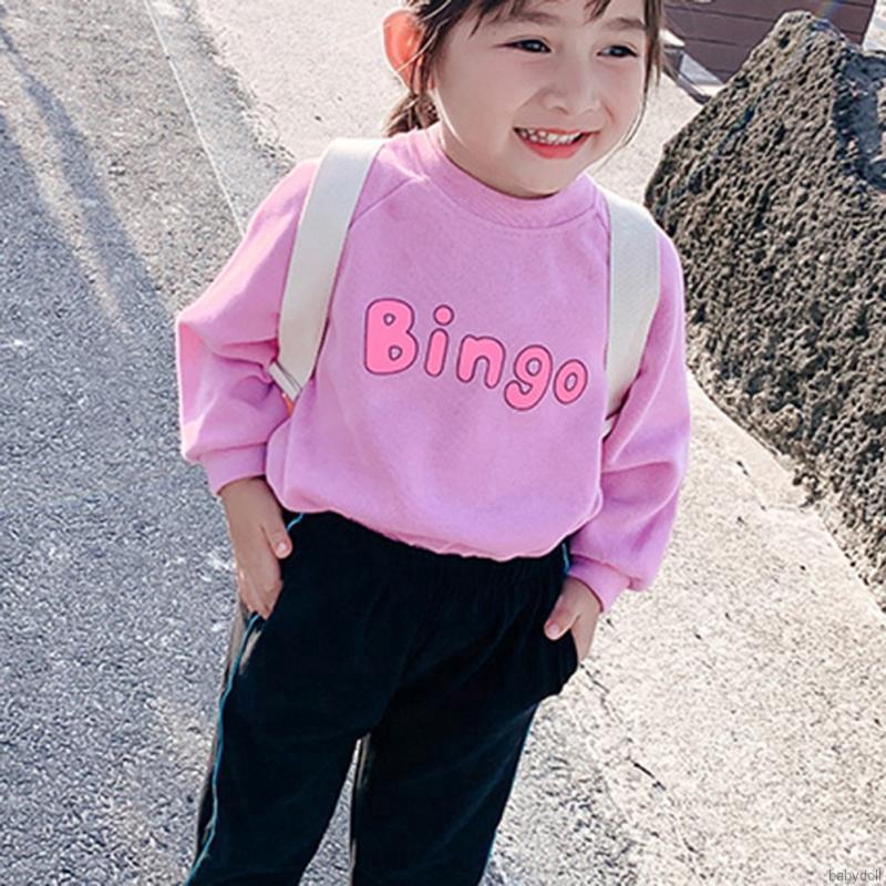 Autumn  Children Girls Casual Fashion Letter Print Long Sleeves Outwear Sweatshirts