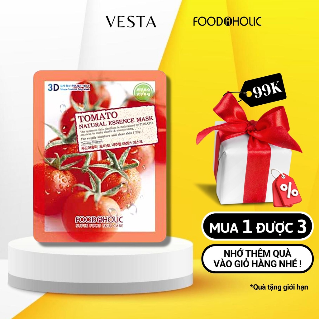 Mặt Nạ 3D Foodaholic Natural Essence Mask Tomato (Cà Chua) Dưỡng Da 23g